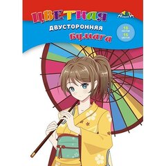 
          Бумага цветная Апплика, А4, двухсторонняя, немелованная, 16 листов, 16 цветов, на скрепке, "Девочка с зонтиком"