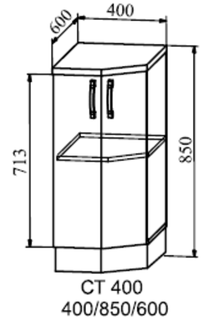 Кухня Манго шкаф нижний торцевой угловой 400