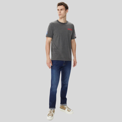 Футболка Alpha Industries Nasa Worm Logo Tee Dark Charcoal Heather (Серая)