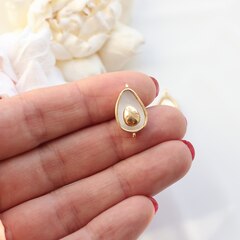 Коннектор с перламутром 18*11 мм, позолота, П553