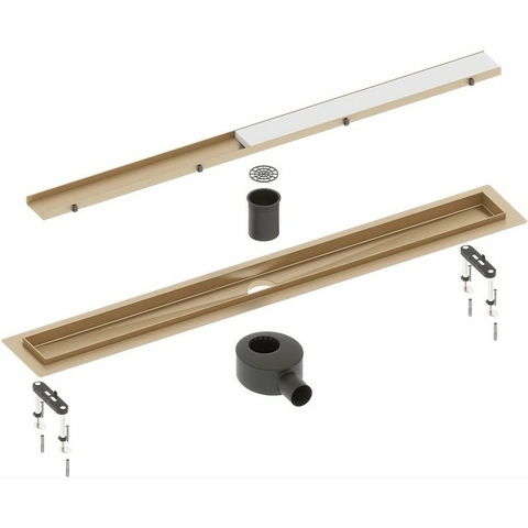 Timo DS230208/17 Душевой лоток Drain System 800 с двусторонней панелью "plate" под плитку, Золото матовое (DS230208/17)