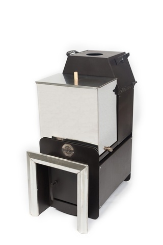 Банная печь «Пересвет» 14 ЛАЙТ с ЗК и выносным тоннелем (цельно-гнутая топка, толщиной 4 мм)