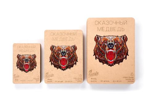 Сказочный медведь Chapa - Деревянный пазл, детали разной формы, голова медведя