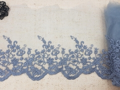 Вышивка на сетке, ш. 16 см, серый