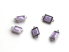Коннектор-прямоугольник 8*6 мм, полу-прозрачный сирень, покрытие родий
