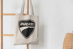 Сумка-шоппер с принтом Ducati (Дукати) бежевая 004