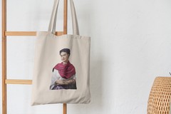 Сумка-шоппер с принтом Фрида Кало (Frida Kahlo) бежевая 006