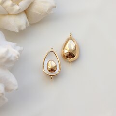 Коннектор с перламутром 18*11 мм, позолота, П553