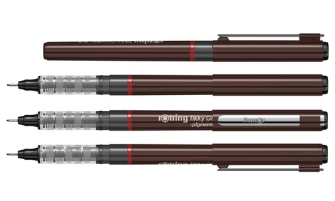 Набор ручек капиллярных Rotring Tikky Graphic 3 ручки: 0.1/0.3/0.5 mm черные чернила (1904780)