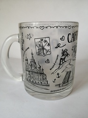 Кружка 300 мл стекло с видами Петербурга.