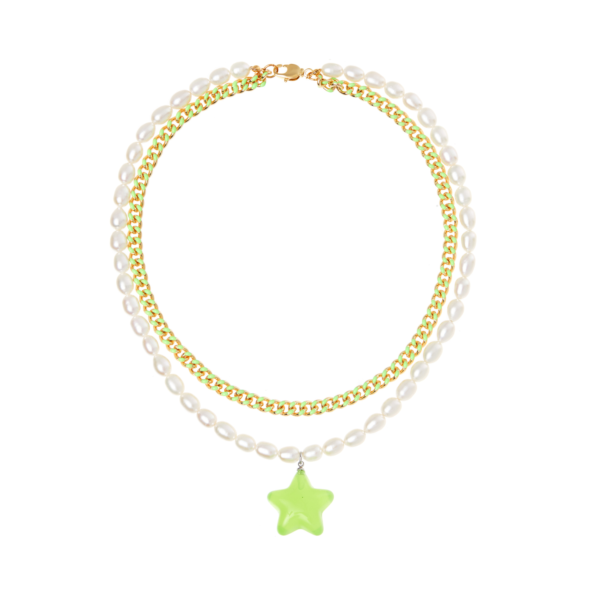 колье holly june drop necklace light green HOLLY JUNE Колье Neon Green Star Necklace