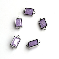 Коннектор-прямоугольник 8*6 мм, полу-прозрачный сирень, покрытие родий