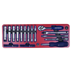 МАСТАК (5-002045) Набор торцевых головок 1/4” с принадлежностями, ложемент, 45 предметов