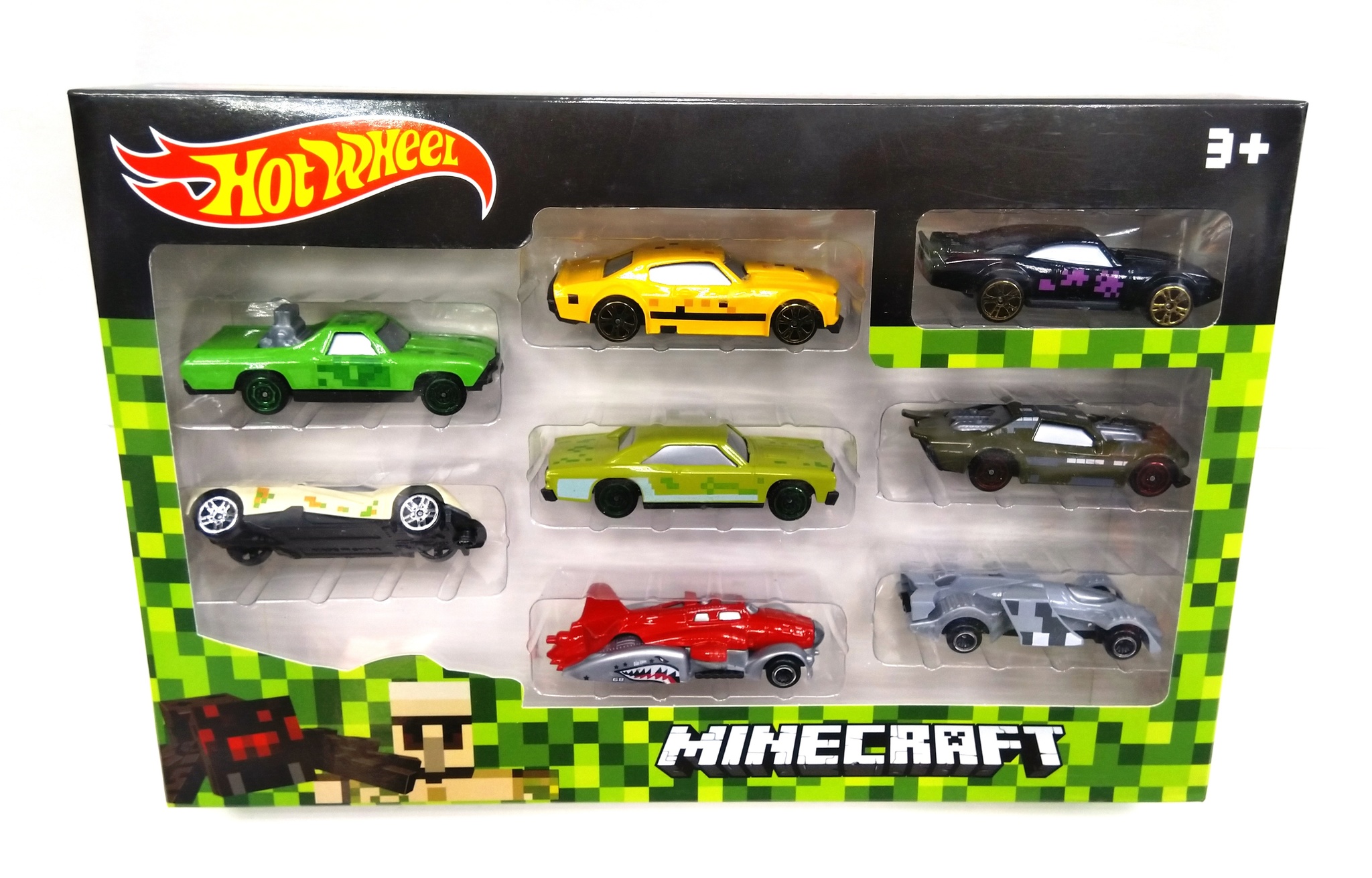 Набор машинок Hot Wheel Майнкрафт 8в1