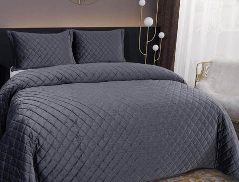 Покрывало 240х260 и 2 наволочки 50х70 Sofi De MarkO Натаниэль Антрацит