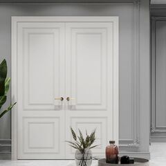 Двустворчатая распашная дверь эмаль Profil Doors 27PА перламутр белый глухая