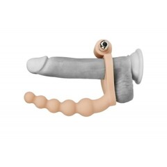 Насадка-фаллоимитатор с кольцом и вибрацией Ultra Soft Bead (16,51 см)