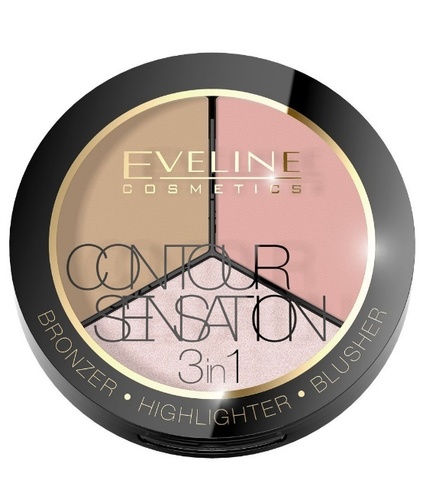 EVELINE Палитра для макияжа лица 3в1: 01-PINK BEIGE серии CONTOUR SENSATION