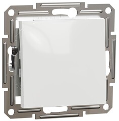 ПЕРЕКЛЮЧАТЕЛЬ С/У 1-КЛАВИША БЫСТРОЗАЖИМ КЛЕММЫ МЕХ БЕЛЫЙ ASFORA /SCHNEIDER/