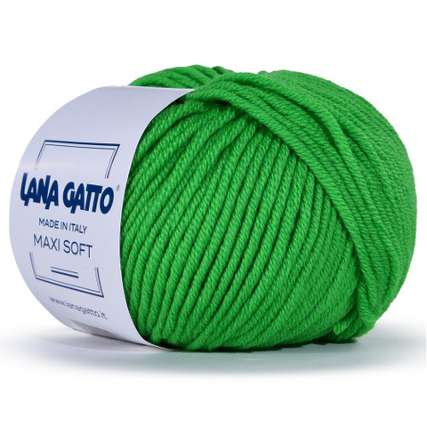 Пряжа Lana Gatto Maxi Soft 14508 яркая зелень