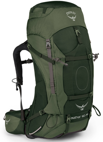 Картинка рюкзак туристический Osprey Aether AG 60 Adirondack Green - 1