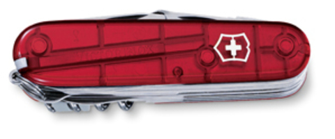 Нож Victorinox SwissChamp, 91 мм, 33 функции, полупрозрачный красный