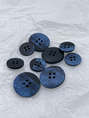 Пуговицы на прокол матовые черные с синими разводами