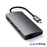 Satechi Type-C Multi-Port Adapter 4K with Ethernet V2 (USB-C PD to 3 x USB 3.0 ports + SD card slot + Micro SD card + Gigabit Ethernet + 4K HDMI) Space Gray ST-TCMA2M