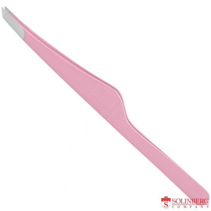 251-G804 Пинцет для бровей Solinberg, "Peach", наклонное окончание с четкими гранями