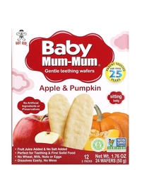 Hot kid, Baby mum-mum, вафли для мягкого прорезывания зубов, яблока и тыква, 12 пакетиков, по 2 шт