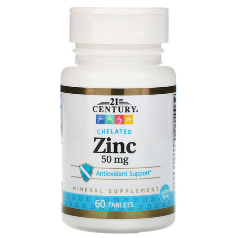 21st Century, Zinc,  Chelated, 50 mg, 60 Tablets