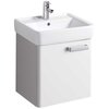 Шкафчик для раковины Geberit Renova Plan, с одной дверью: B=48.5см, H=46.3см, T=44см, матовый белый / меламиновое покрытие, ультраглянцевые белые / пленочное покрытие