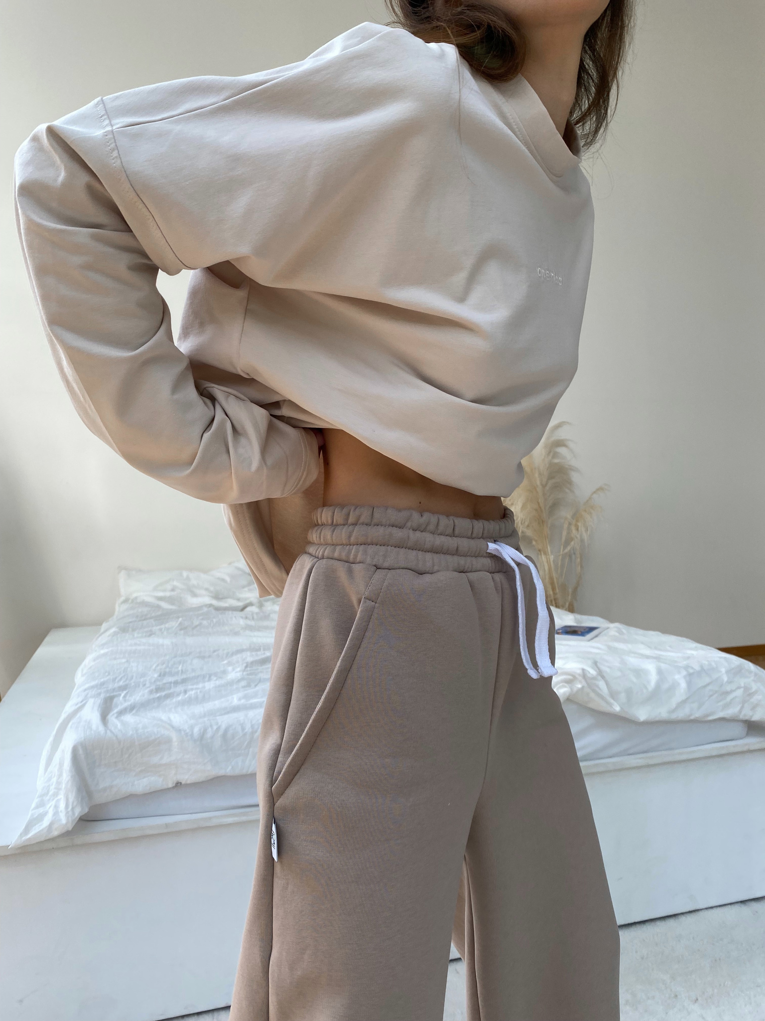 Wide Sweatpants Simple Taupe old