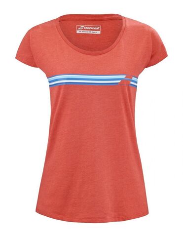 Женская теннисная футболка Babolat Exercise Stripes Tee W - poppy red heather