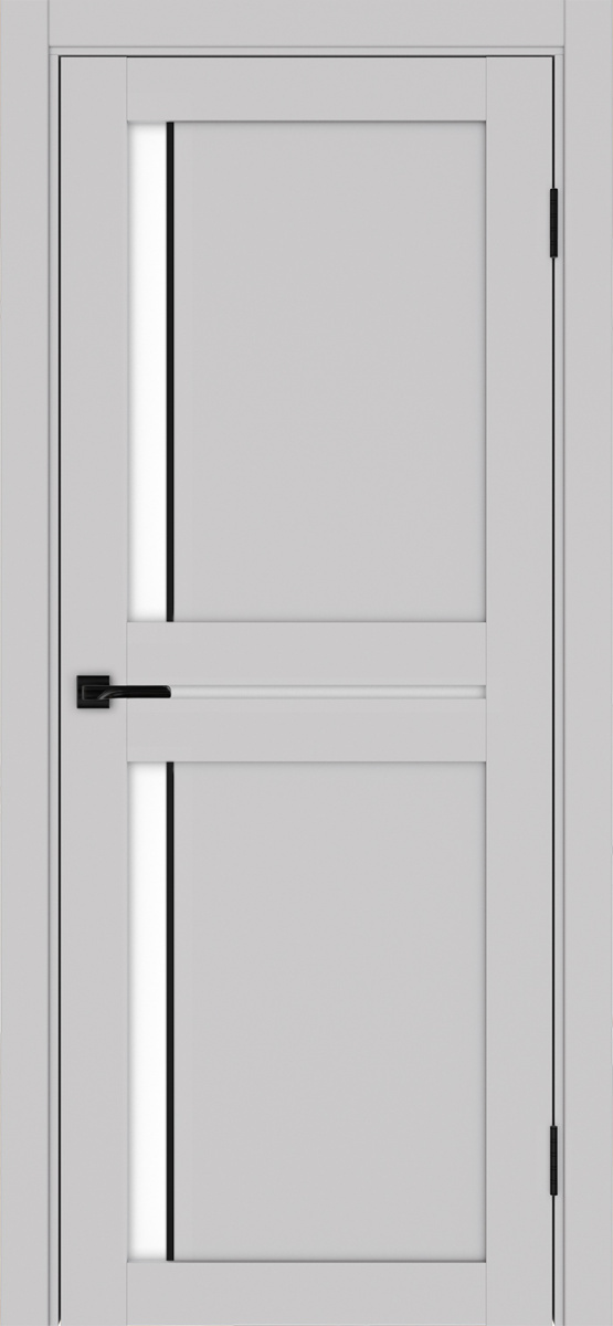 Дверь межкомнатная Оптима Порте Турин 523.221 АПП молдинг SB, цвет пепельный, экошпон, стекло лакобель белое