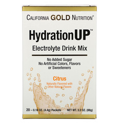 California Gold Nutrition, HydrationUP, смесь для приготовления электролитического напитка, цитрус, 20 пакетиков по 4,4 г (0,16 унции)