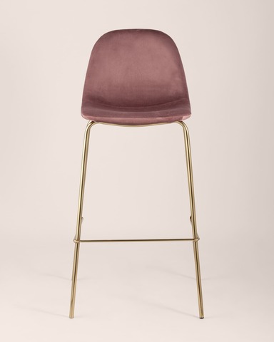 Стул барный Валенсия велюр пыльно-розовый золотые ножки, для кухни столовой гостиной дома 100см. 42см. 34.5см. металл