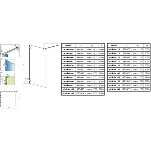 Radaway 1012125-09-01 Душевое ограждение Essenza Pro 8 Gold Walk-In 125*200 прозрачное 8 мм золото