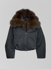 Куртка-парка 2532 укороченная со съемным воротником из меха