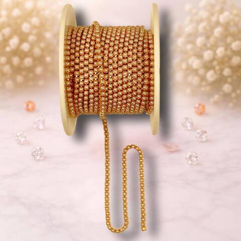 Стразовая лента 2мм цвет медь-розовый жемчуг ( 1м)