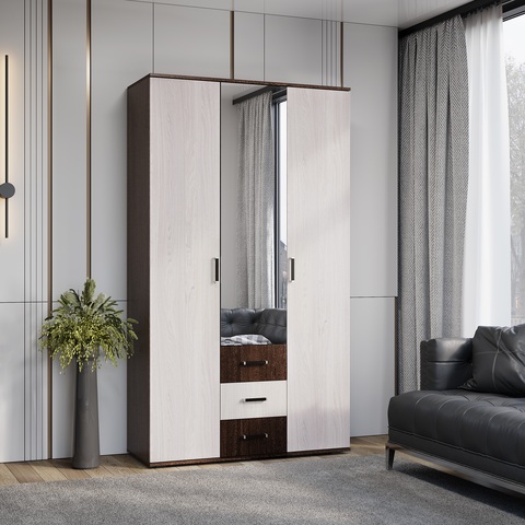 шкаф БЕЛЛА 3-х ств. (венге/ясень белый) 1,2 м