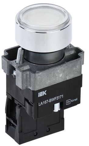 Кнопка LA167-BWF3171 d=22мм RC 1NO с подсвет. белая IEK