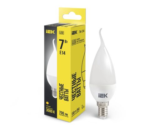 Лампа LED CB35 свеча на ветру 7Вт 230В 3000К E14 IEK