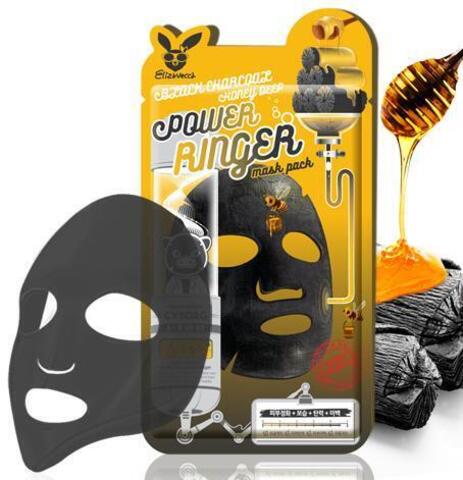 Тканевая маска для лица Elizavecca Black Charcoal Honey Deep Power Ringer Mask Pack, 23 мл