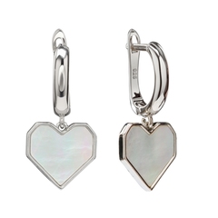 Серьги с перламутровыми Сердцами, silver