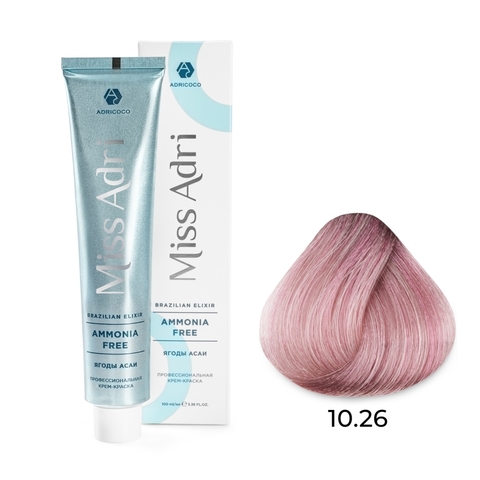 Крем-краска для волос ADRICOCO Miss Adri Brazilian Elixir Ammonia free 10.26 плат блонд роз 100 мл