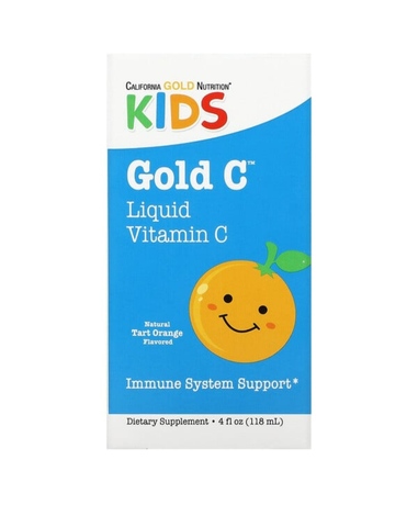 California Gold Nutrition, Gold C, витамин C в жидкой форме для детей, апельсиновый вкус, 118 мл