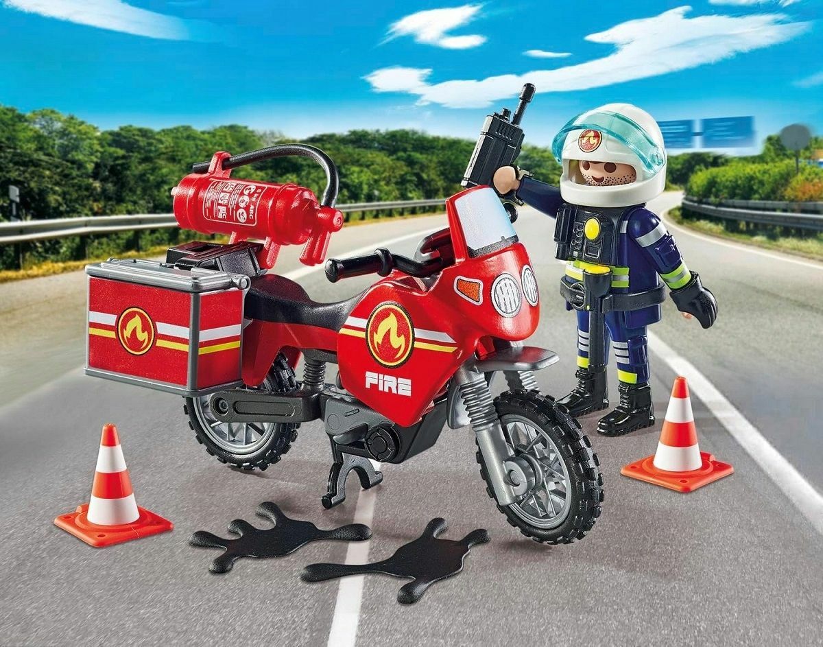 Конструктор Playmobil Action Heroes - Мотоцикл пожарной команды на месте  аварии - Плеймобиль Сити 71466 купить в Москве | Доставка по России.