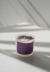 Ароматическая свеча с натуральным камнем " Аметист" и ароматом " Лаванда & Ваниль" 80мл