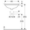 Geberit VariForm Раковина с установкой под столешницу овальной формы, Т1=42х33 см, без отв. под смеситель, без отв. перелива